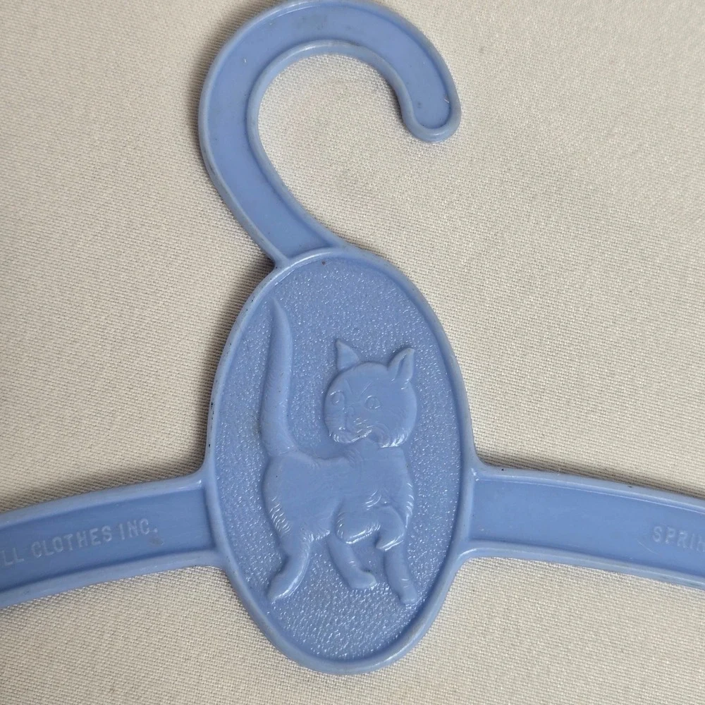 Peggy-Ann Doll Plastic‎ Clothes Hangers, Set of 3 Vintage, Cat Rabbit, Blue Red